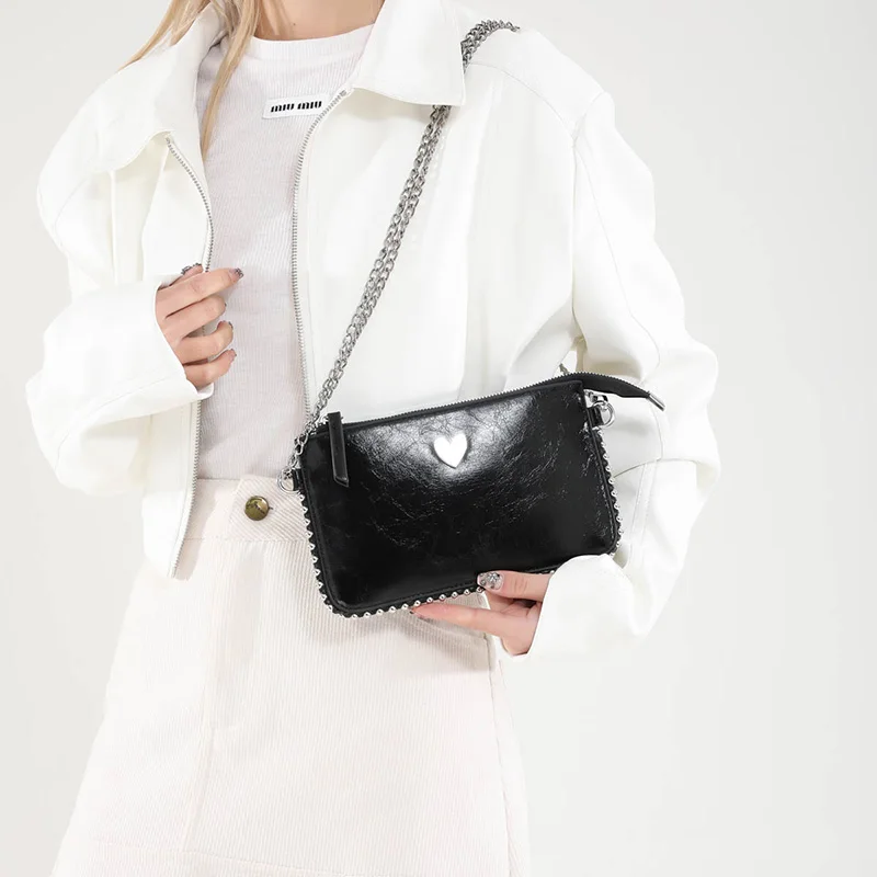 Einfarbige Umhängetaschen für Damen, modische Ketten-Handytaschen, modische Schulter-Messenger-Tasche, Sac A Main für Frauen – Detail 3