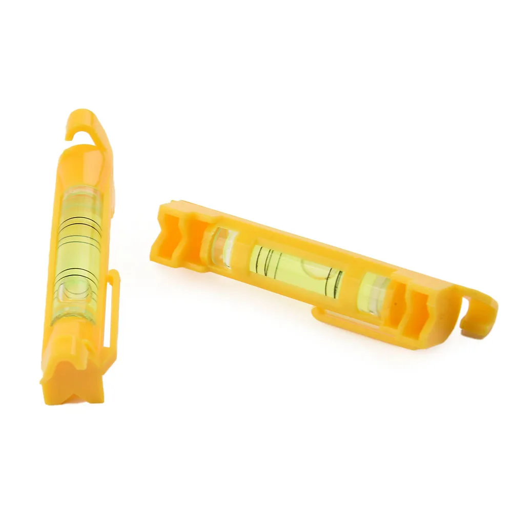 2pcs Horizontal Bubbles Acrylic+plastic Hanging Wire Cascade Mini-level Yellow String Leveling Tool W/ String Hook Design