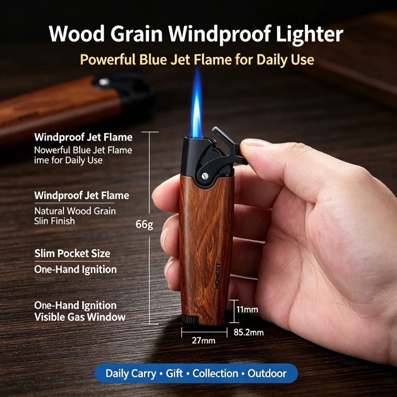 

New HONEST Multifunctional Turbo Jet Lighter Windproof Blue Flame Mini Metal Butane Refillable Survival Tool for Camping