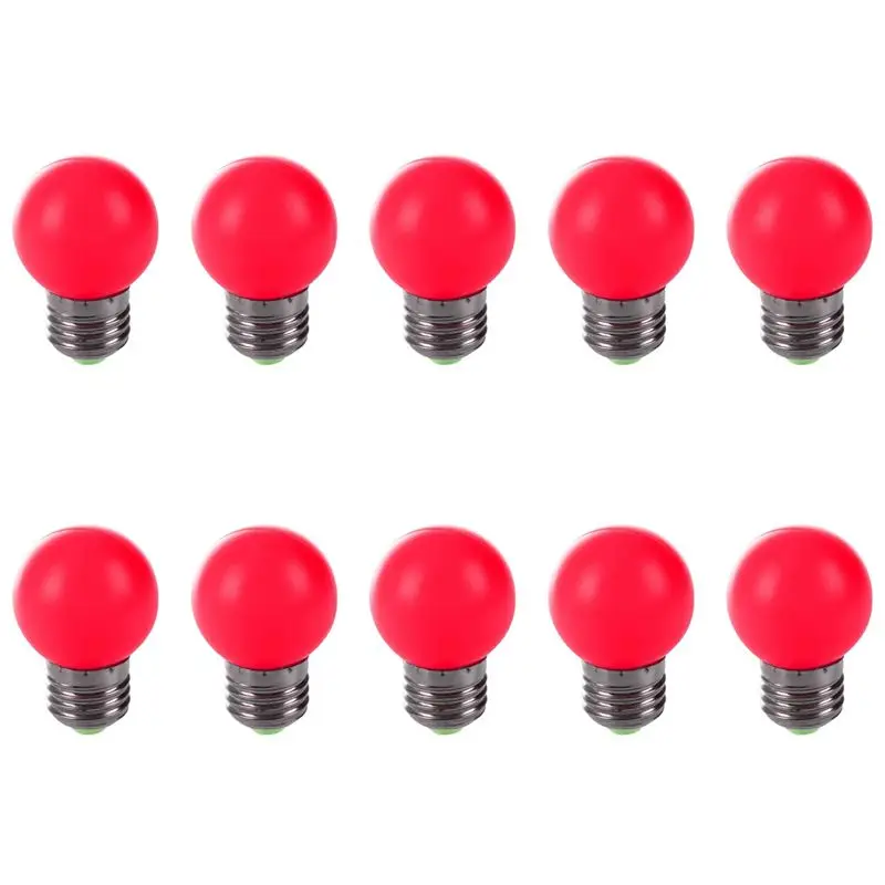 ABSS-10X E27 LED Light Warm Red Bulb Plastic Bulb (0.5W Power, Red)