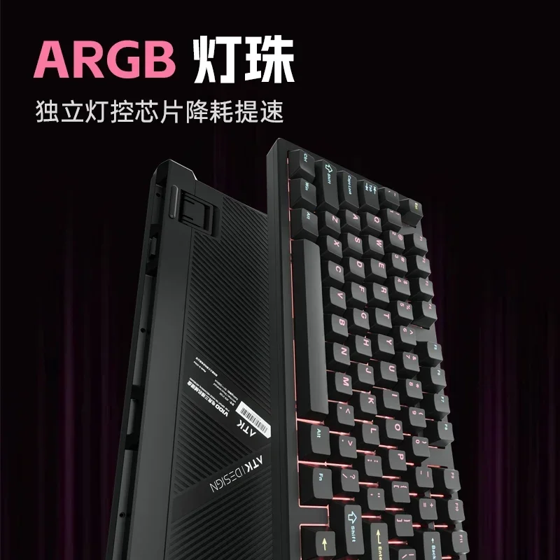 ATK V100 Pro Mechanical Keyboard Semi-aluminum Tri Mode ARGB Gasket Custom Hot Swap E-sports Game Office Keyboard Accessories