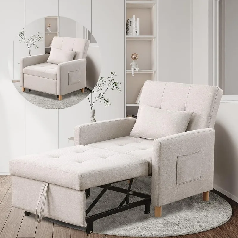 Convertible Sleeper Chair,Pull-Out Sofa Bed with Adjustable Backrest, Multi-Functional Lounge Chair for Living Room, Space-Savin