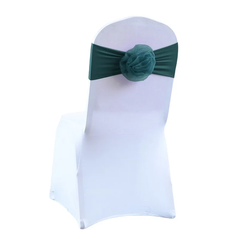 Wedding Chair Decoration Elegant Spandex Chair Cover Band Elastic Chair Bow Tie  For Restaurant Event