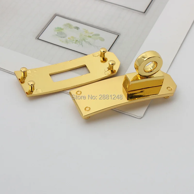 New Rectangle Eyelets Hanger Metal Lock for Bag Hardware Wholesale Fashion a Set of Locks Fitting Woman Handbag Bag Accessories