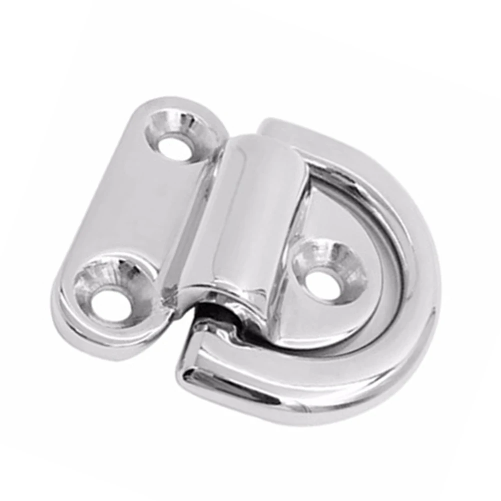 Marine Trailer Truck Anchor Point Lashing Ring 1 Pcs 316 Stainless Steel D Ring Folding Pad Eye Silver Tie Down