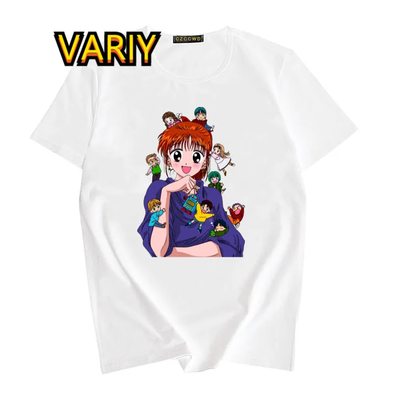 Camiseta con estampado de dibujos animados para mujer, ropa de calle de Anime japonés, Marmalade, de gran tamaño, Manga corta