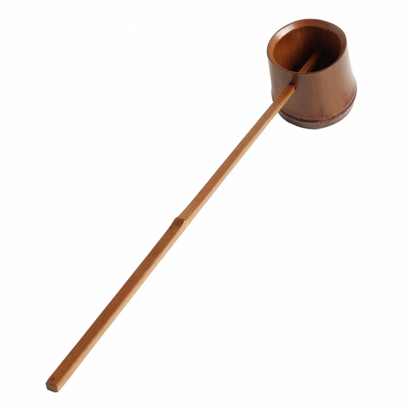 Rustic Bamboo Ladle Scoop with Hollow Bowl for Tea Service Garden Watering Tasks