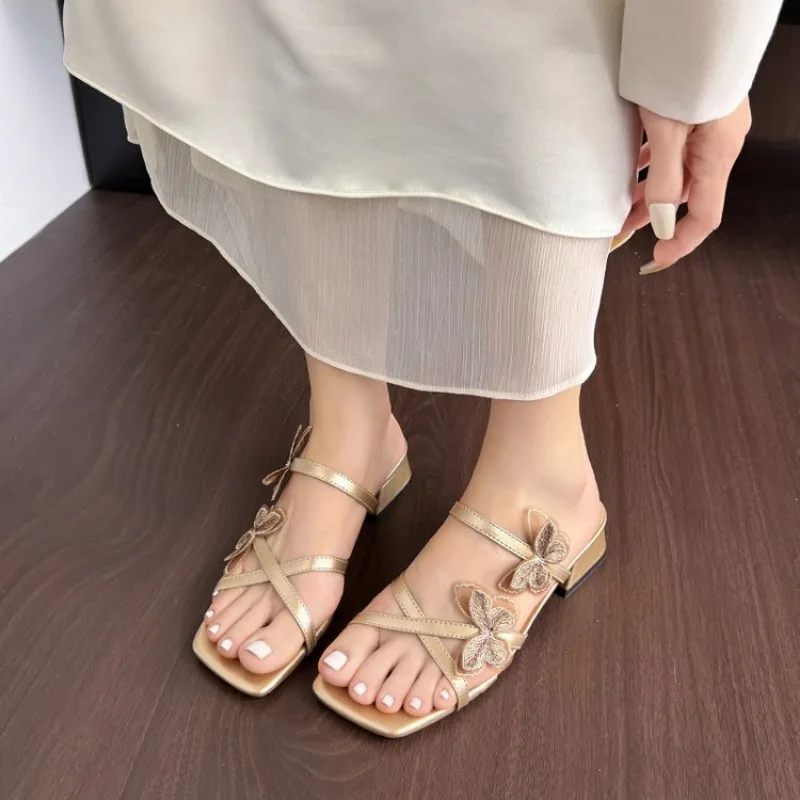 

Flower Ladies Sandals Brand Luxury New Summer Clip-toe Cool Travel Beach Slippers Convenient Comfortable Exquisite High Heels 42