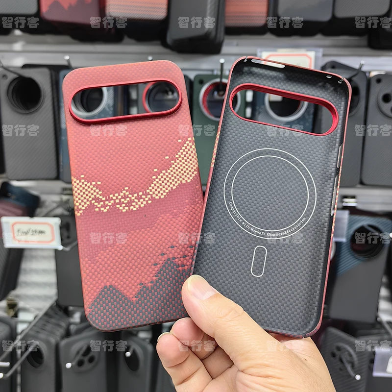 

ZXKE Case For Google Pixel9ProXL Pixel9Pro Pixel9 Embedded Iron Sheet Magnetic Car Support Magsafe Aramid Fiber Shell
