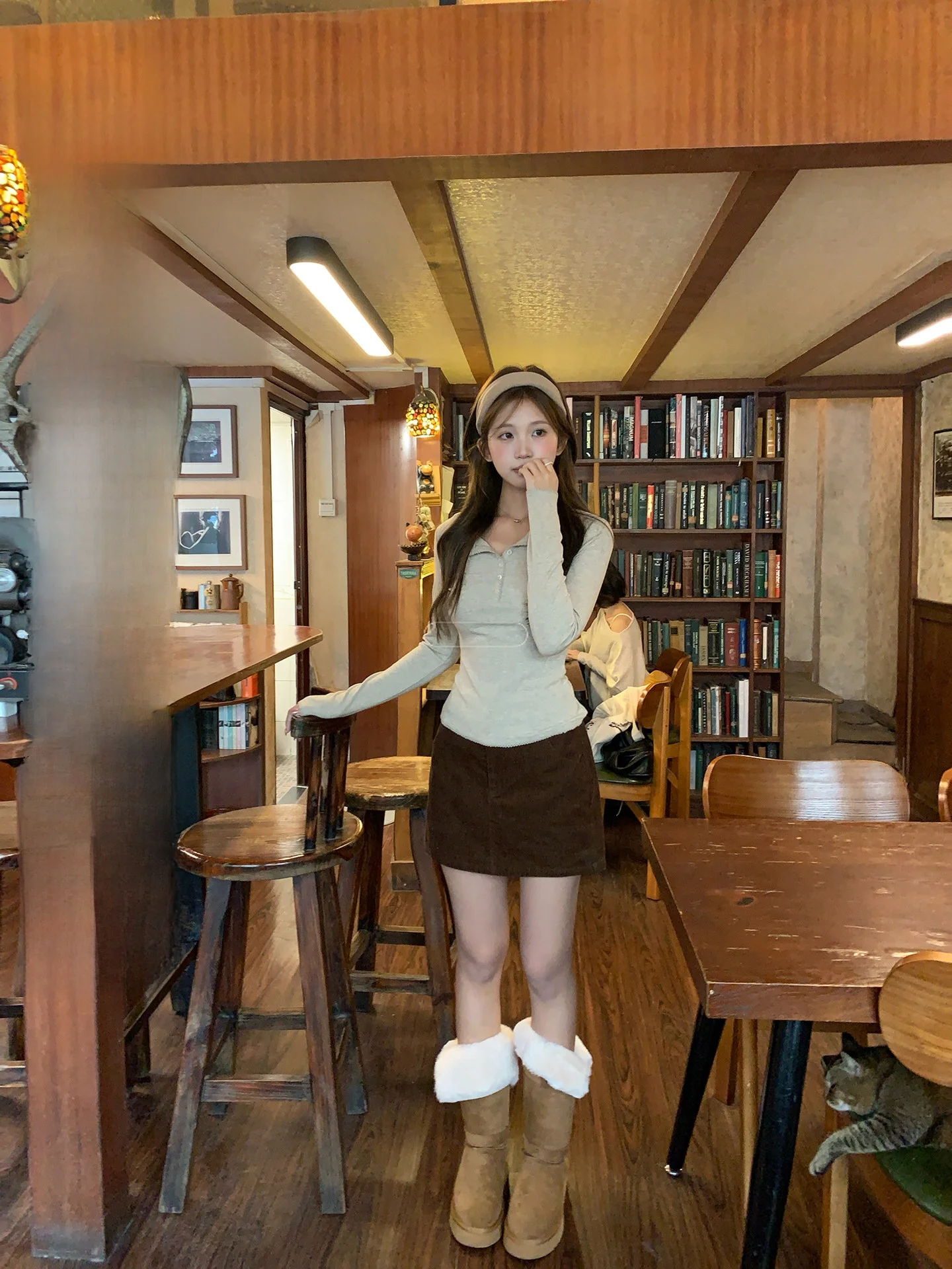 

Женская трикотажная кофта YOKLASS с V-образным вырезом и длинным рукавом, свободного кроя, для ранней осени, в корейском стиле, как базовый слой/нижний слой