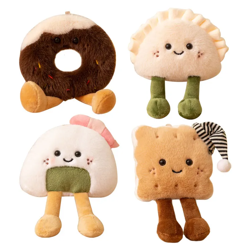 1Pc 15cm Lovely Delicious Food Refrigerator Magnet Plush Toys Kawaii Donuts Biscuits Rice Ball Dumplings Plushie Decor Gift