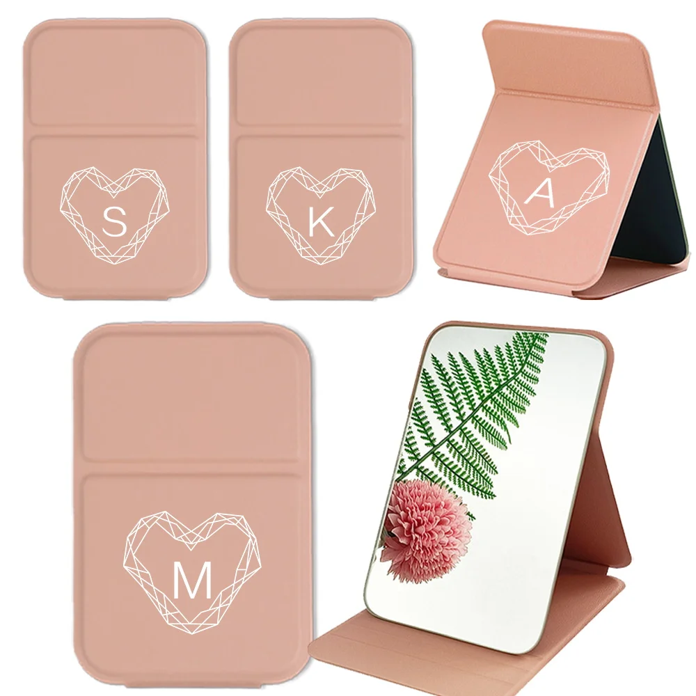 

Personalized Makeup Mirror Handheld Durable Makeup Mirror Foldable Desktop Pu Compact Vanity Mirror Pocket Travel Accessories