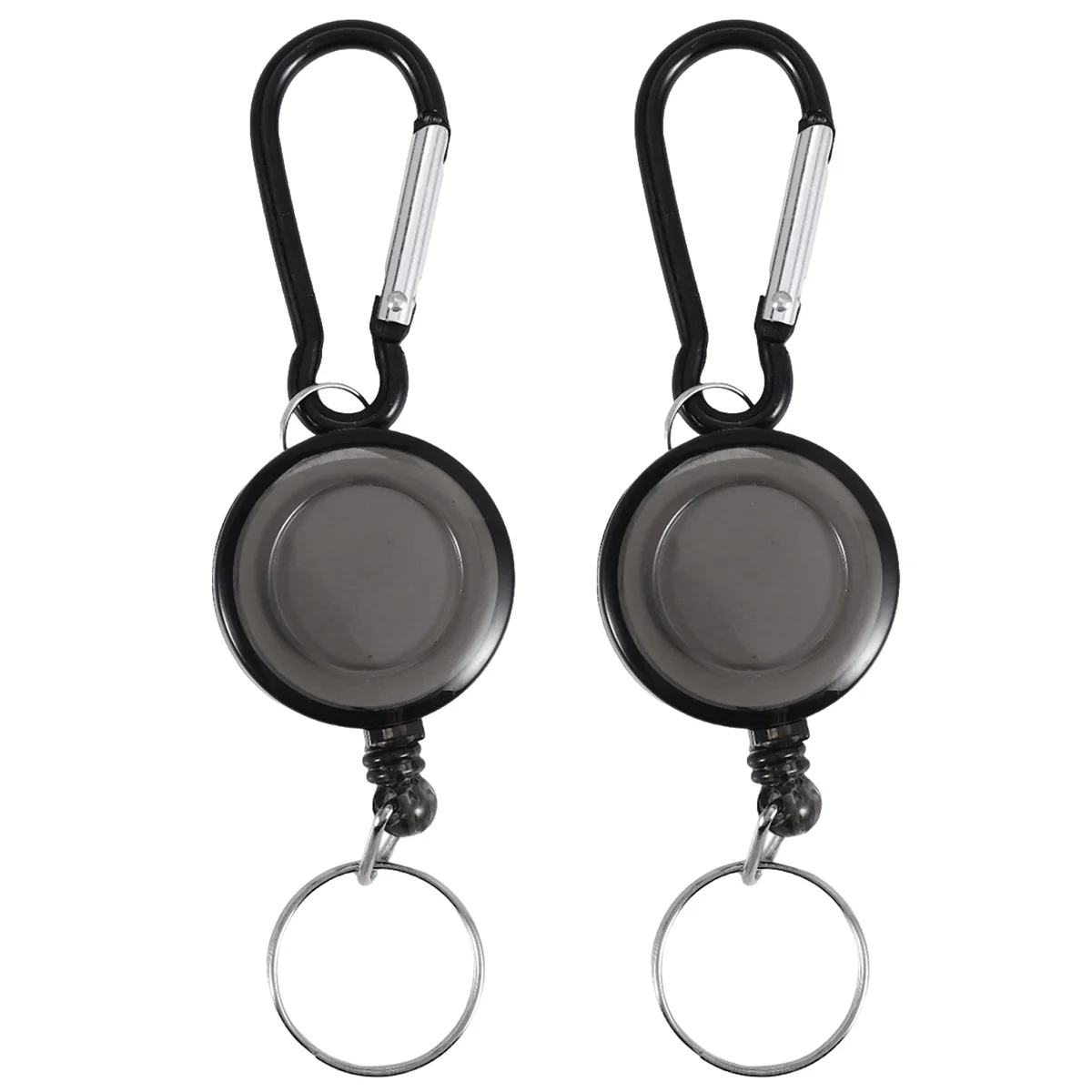 N88R 2 PCS BADGE REEL - RETRACTABLE RECOIL YOYO SKI PASS ID CARD HOLDER KEY CHAIN Color:Black Amount:2Pcs