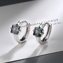 Women's Fashion Small Hoop Earrings Bright Multicolor Cubic Zirconia Stone Tiny Huggie Female Charming Earring Jewelry Accessory