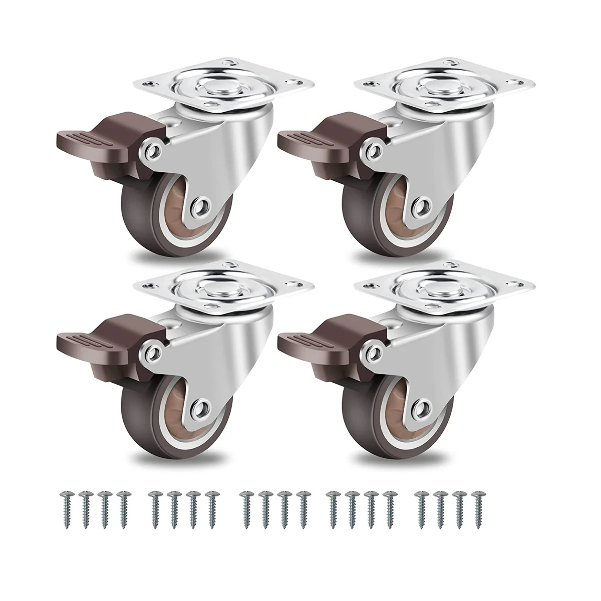 

Furniture Castors Small 50mm, Swivel Castors Heavy Duty Load Capacity Silent Solid Rubber Castors 4