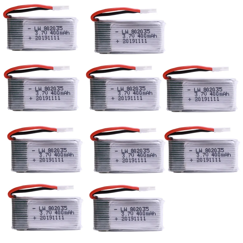 Bateria lipo e carregador 3.7v 400mah para x4 h107 h31 ky101 e33c e33 u816a v252 h6c rc quadcopter drone peça de reposição 802035   35C