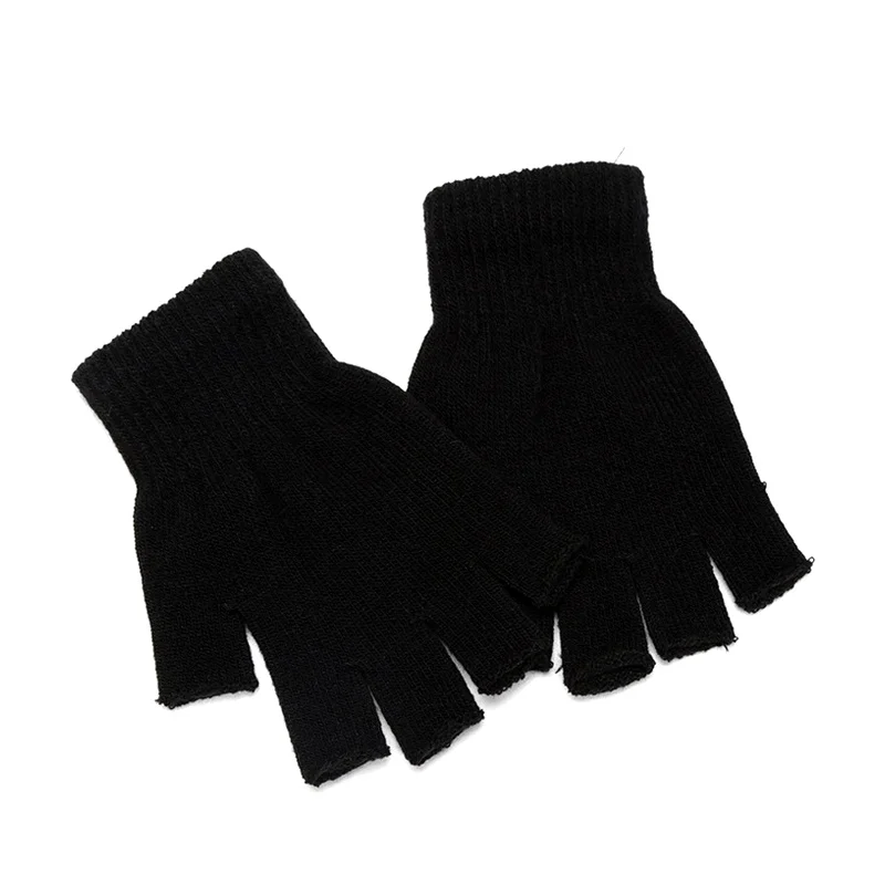 Warm Half Finger Solid New Gloves Knitting Knitted Mittens Outdoor Cycling Writing for Men Women Students Autumn Winter