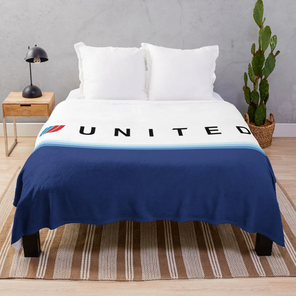 

United Airlines Blue Tulip Livery Throw Blanket Blankets For Sofas Flannel Blanket Quilt Blanket