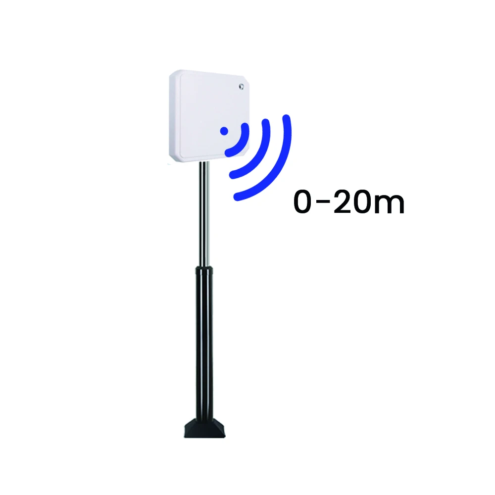 قارئ UHF RFID طويل المدى لإدارة المركبات ABS 860-960 ميجا هرتز متوافق مع قارئ بطاقات التحكم في الوصول بمدى 0-20 متر