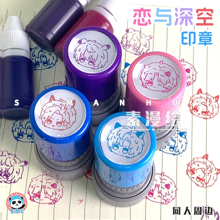 

Seal Love and Deepspace Sylus Rafayel Zayne Xavier Cosplay Scrapbook Signet Cartoon Figure Round Stamper Student Creativity