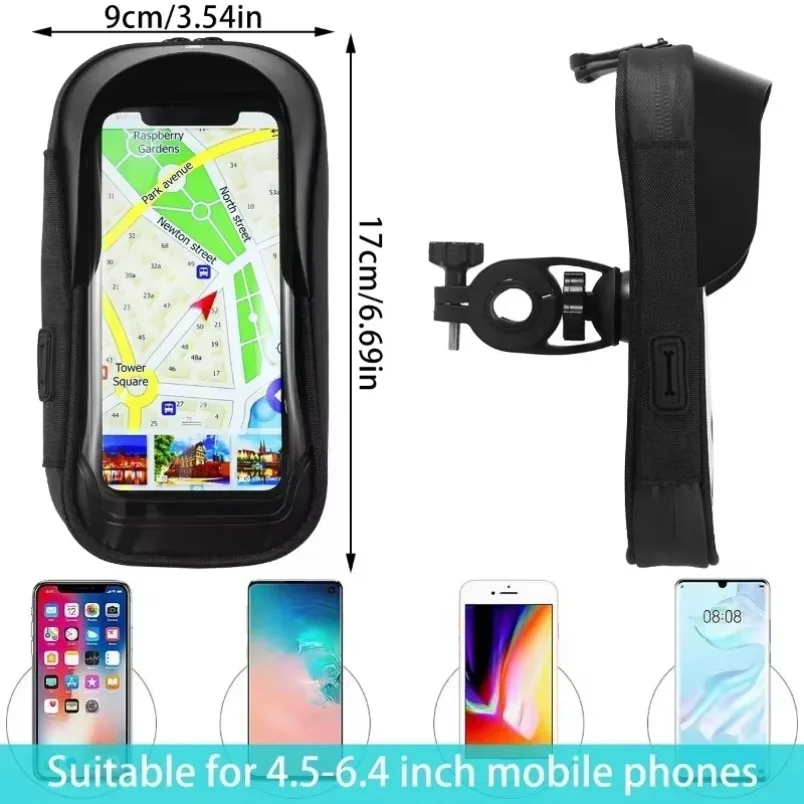Handlebar Bag Phone Holder Bike Front Frame Phone Bag Waterproof Bicycle Motorcycle Cycling Bag Rotatable Cell Phone Holder image 6