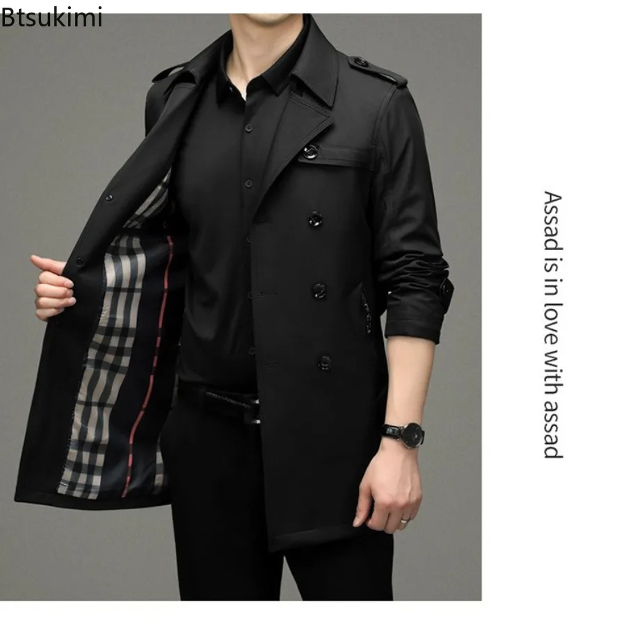 New Autumn Winter Men's Trench Coats Fashion England Style Long Jackets Men Business Casual Windbreaker Coats 2025 Men Clothing