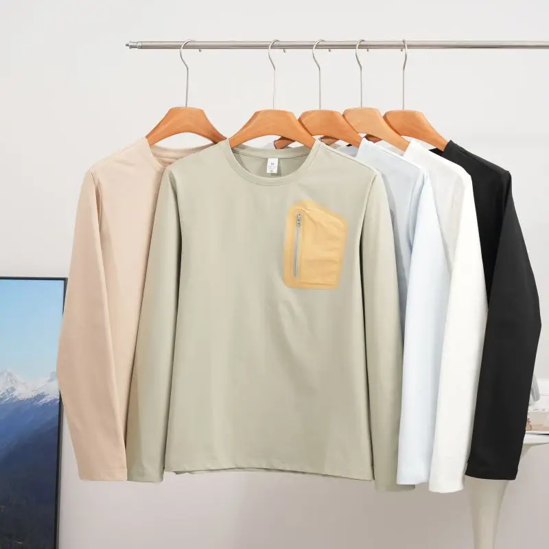 2026 Herbst Bergsportmode, Angler-Baumwoll-Feeling, Schnelltrocknendes Langarm-T-Shirt, Basisschicht für Laufen und Fitness – Detail 12