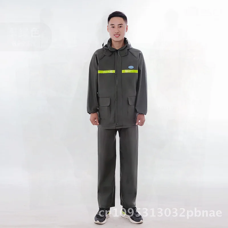 

Утолщенный вязаный плащ для взрослых, светоотражающий мотоциклетный костюм на строительной площадке с вентиляционными отверстиями, темно-зеленый клей из ПВХ