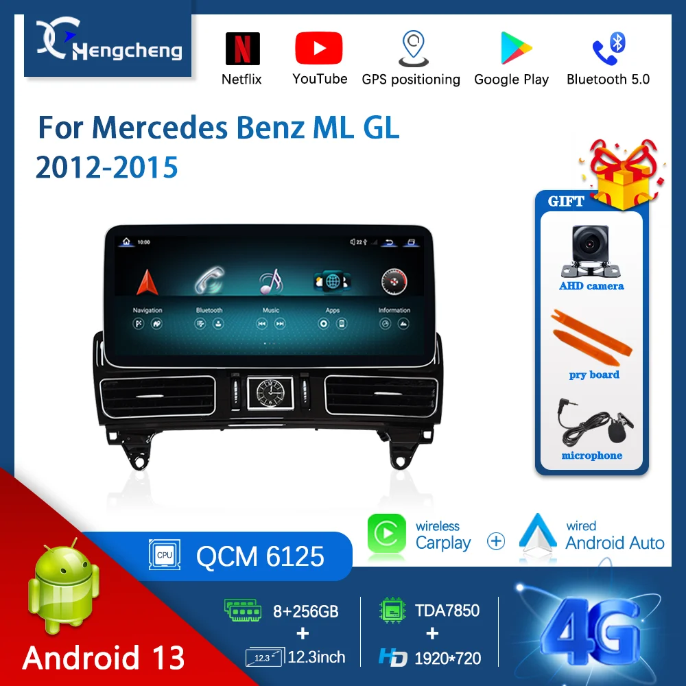 Android13  Carplay For Mercedes Benz ML GL 2012-2015 Car Multimedia Video Player GPS Navigation Andriod Auto Radio Stereo 4G