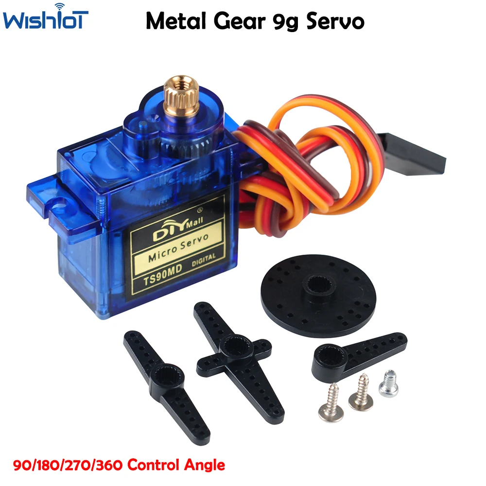 9g Micro Analog/Digital Servo Full Metal Gear 90/180/270 Degree Controllable 360° Continuous Rotation TS90M/TS90MD for RC Drone