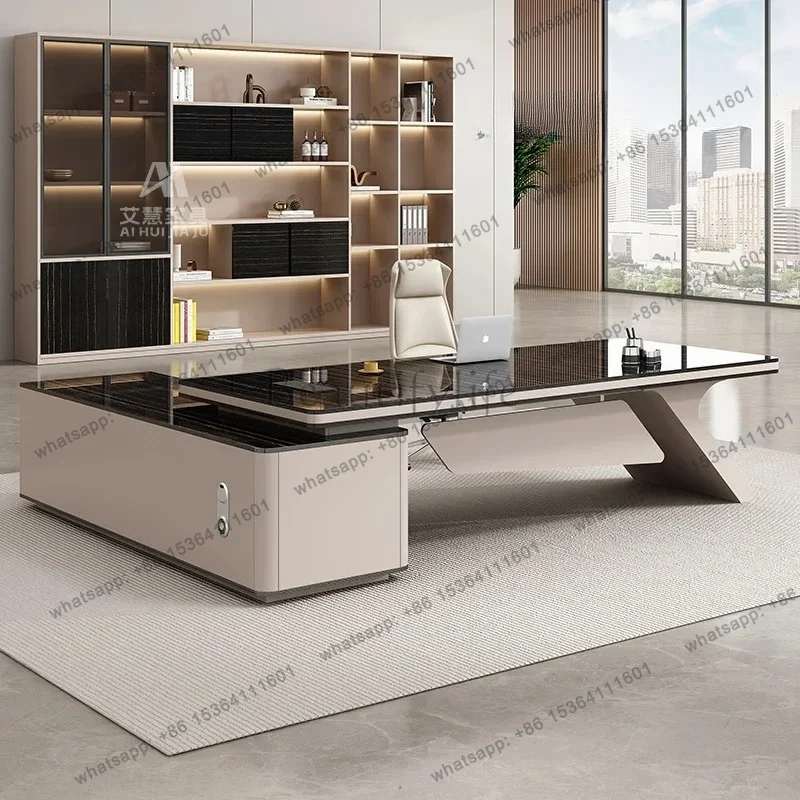 

zj Light Luxury Boss Table, Simple Modern Desk, Large Desk Manager, Office Desk And Chair Combination