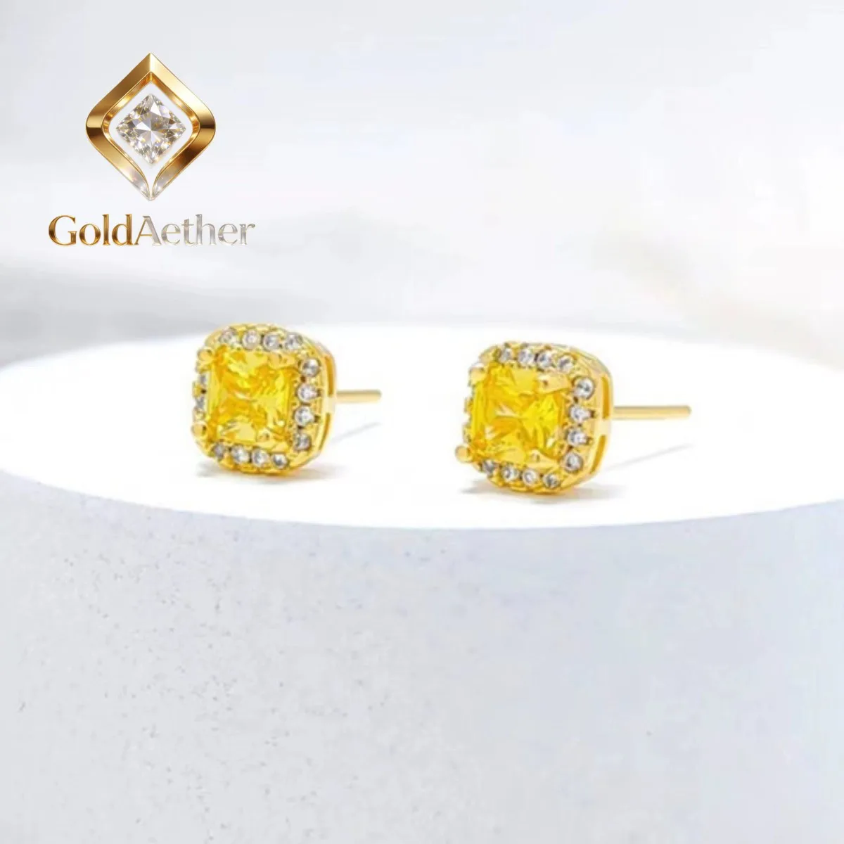 

GoldAether Роскошный комплект из чистого золота 24K 9999 пробы: кулон-сахаринка с бриллиантами, маленькое колье-сахаринка, кольцо, серьги-гвоздики для женщин