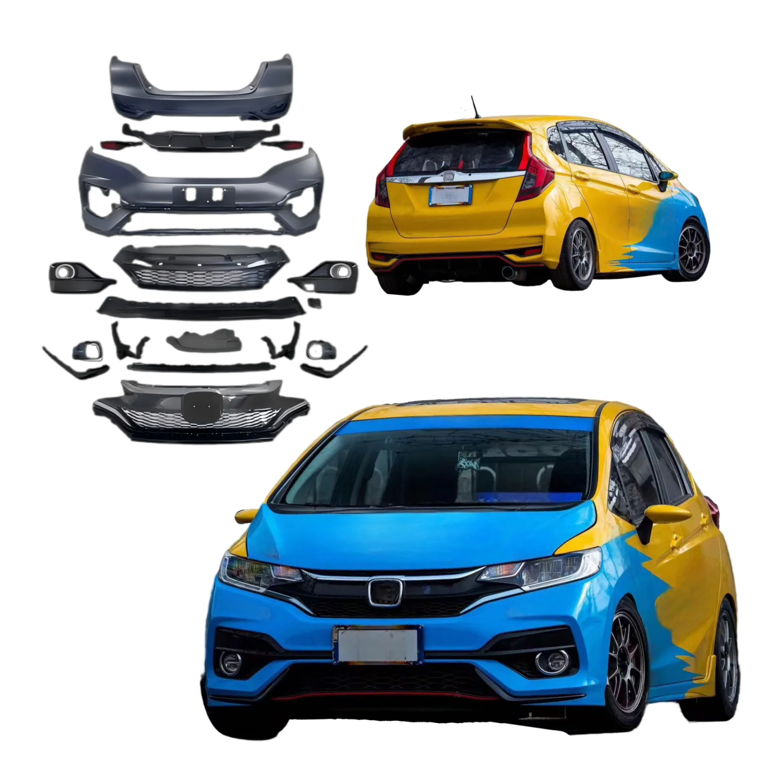 

Modification 2013-2025 for Honda Fit GK5 RS High Quality Body Kit New Front and Rear Bumper Front Lip Grille