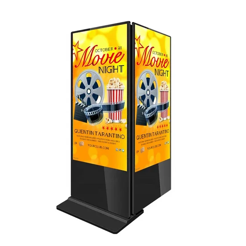 KINGONE Shopping Mall Vertical Freestanding Lcd Advertising Screen Double Sided Digital Signage With Wheels