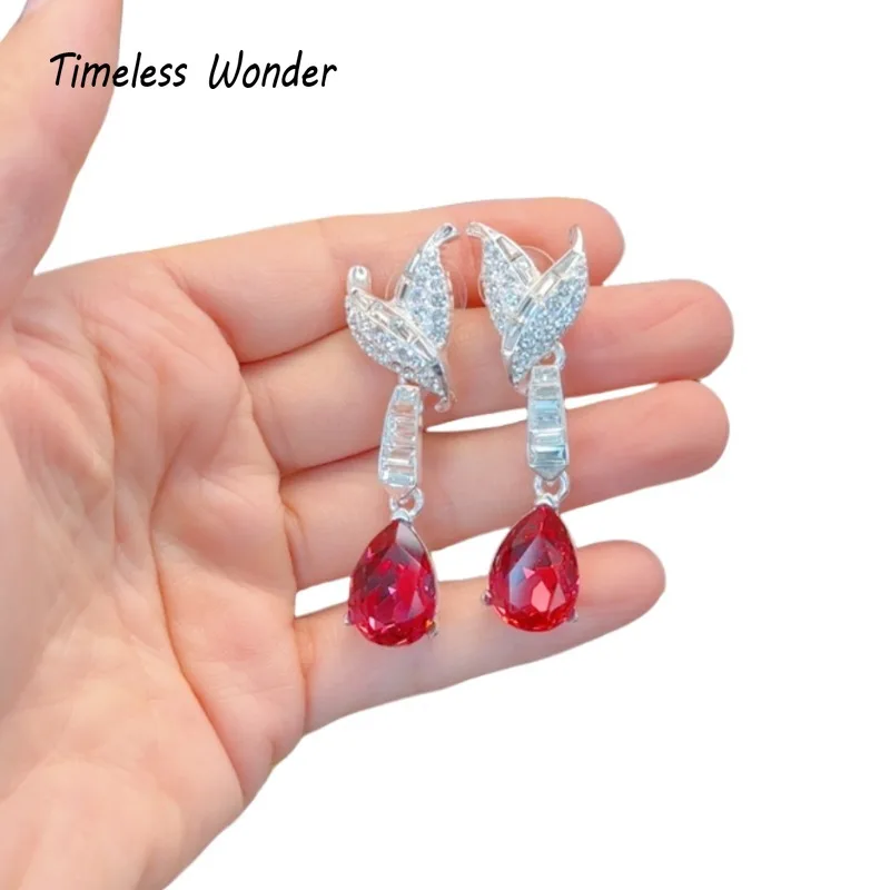 

Timeless Wonder Fancy Zircon Geo Leaf Stud Earrings for Women Designer Jewelry Runway Goth Luxury Rare Gift Top Sweet 5152