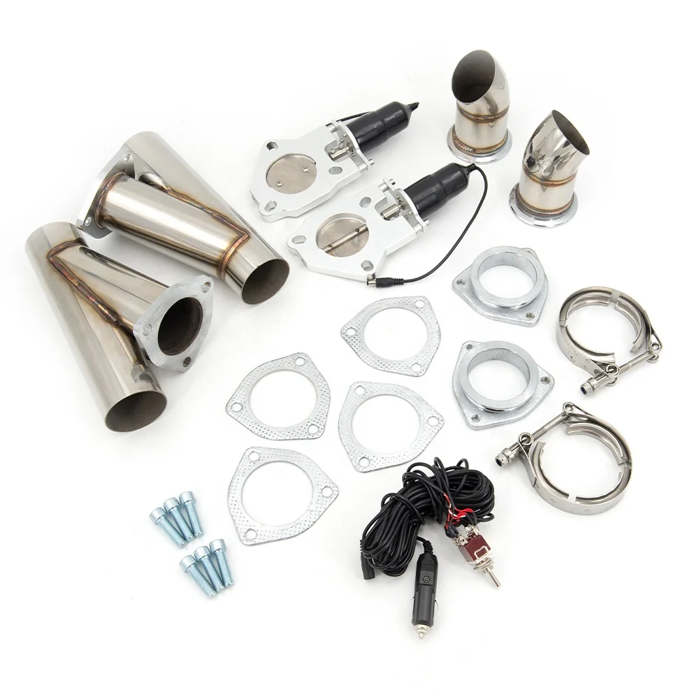2/2.25/2.5/2.75/3 Inch Double SS304 Electric Exhaust Downpipe E-Cut Out Valve One Switch Control Kit Modified Car Accessories