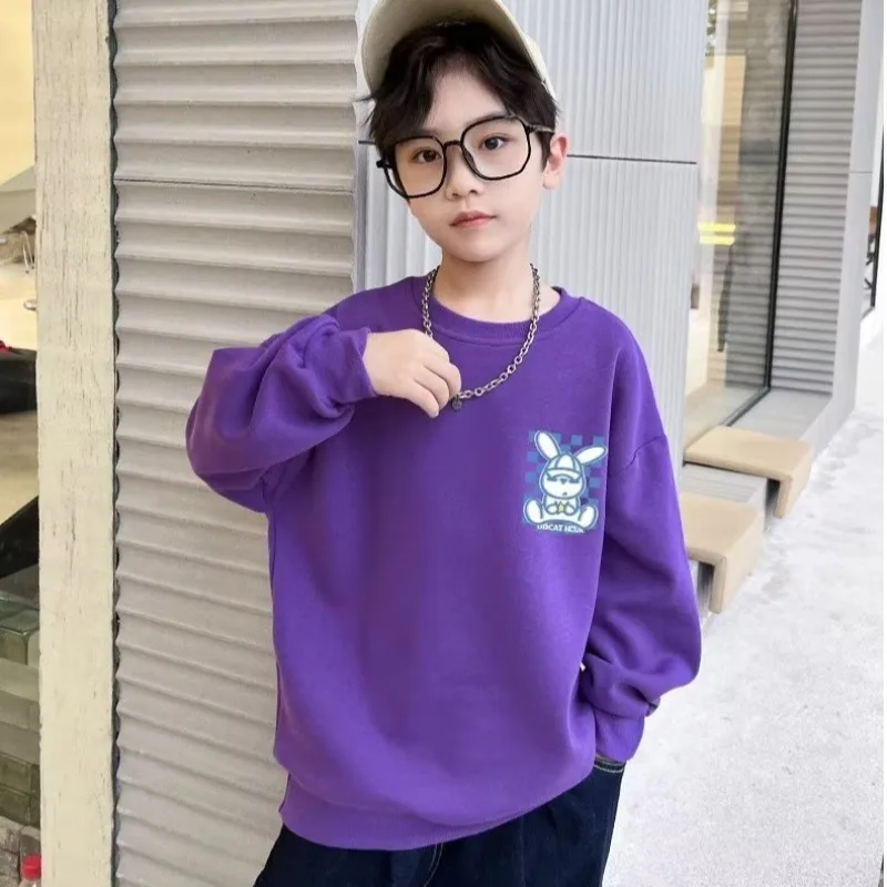 2023 Creative Cartoon Print Rabbit Casual Sweatshirts Spring & Autumn Kids Clothes Boys Girls Fashion Versatile O-Neck Pullover