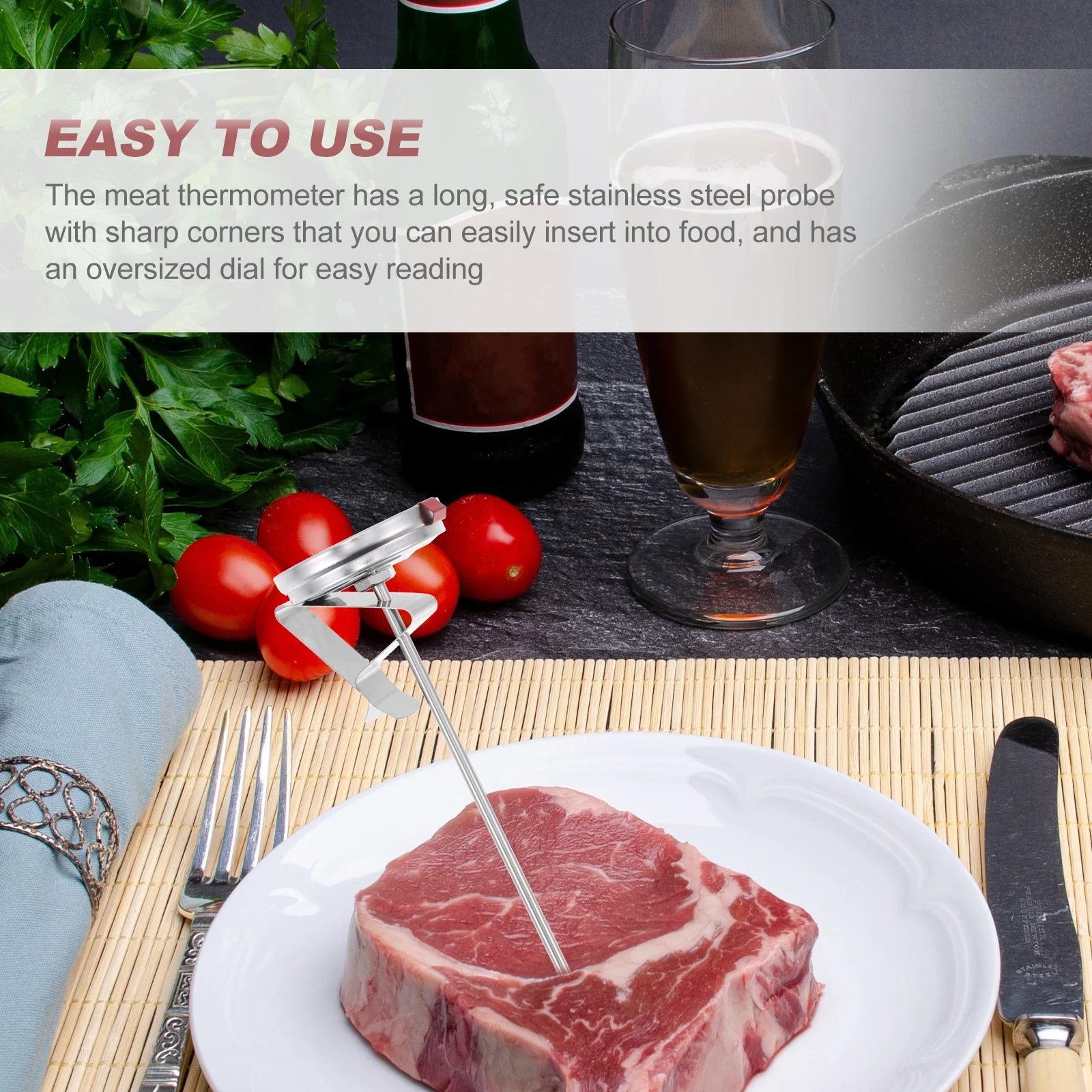 

2pcs Stainless Steel Oil Thermometer Precision Probe Food Thermometer For Kitchen Cooking High Temperature Measurement