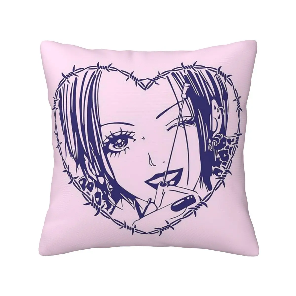 Nana Osaki Barbed Wire Heart Spread Square Pillowcase Pillow Cover Cushion Zip Decorative Comfort Throw Pillow for Home Bedroom