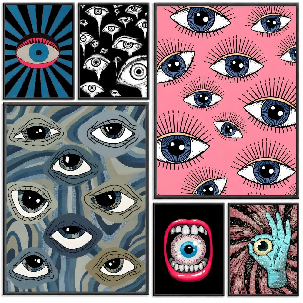 Ins Eyeballs Eye Cool art Poster Modern PP Paper Wall Decorative for Cafe Office Bar Home Wall Decor Gift