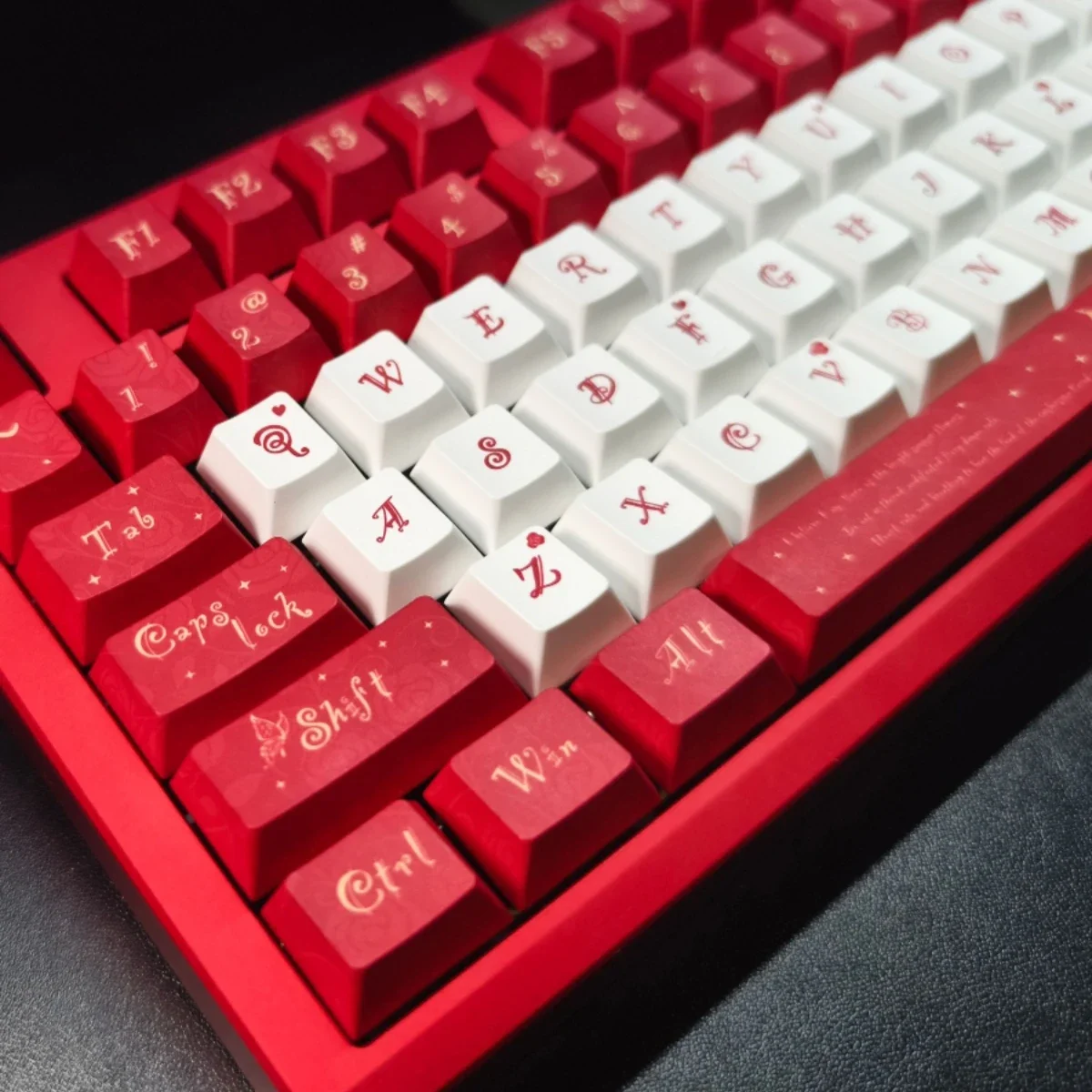 Red and blue camellia full thermal sublimation original factory height mechanical keyboard cross shaft keycap