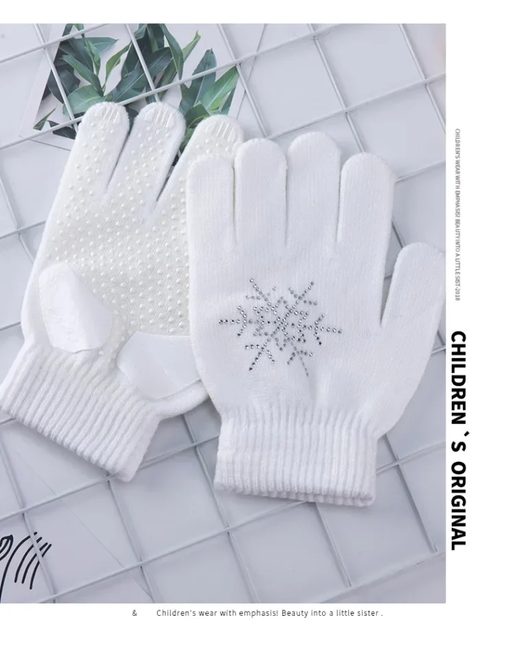 Guantes de patinaje sobre hielo antideslizantes para niños, hombres y mujeres, guantes de nieve de punto engrosados, resistentes al agua