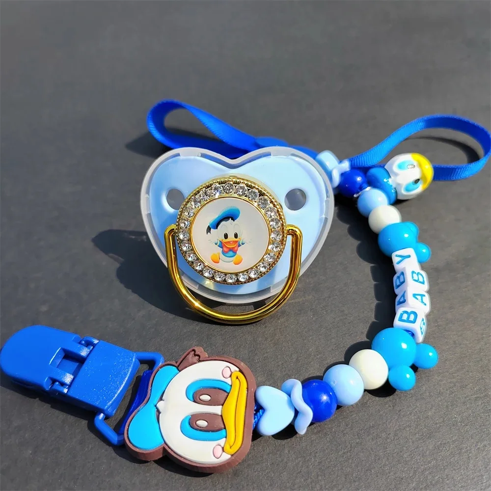 [Feeding supplies] Custom lettering Blue Cute Boy Baby Pacifier clip anti-loss chain baby silicone Safe Chew teething Kawaii new