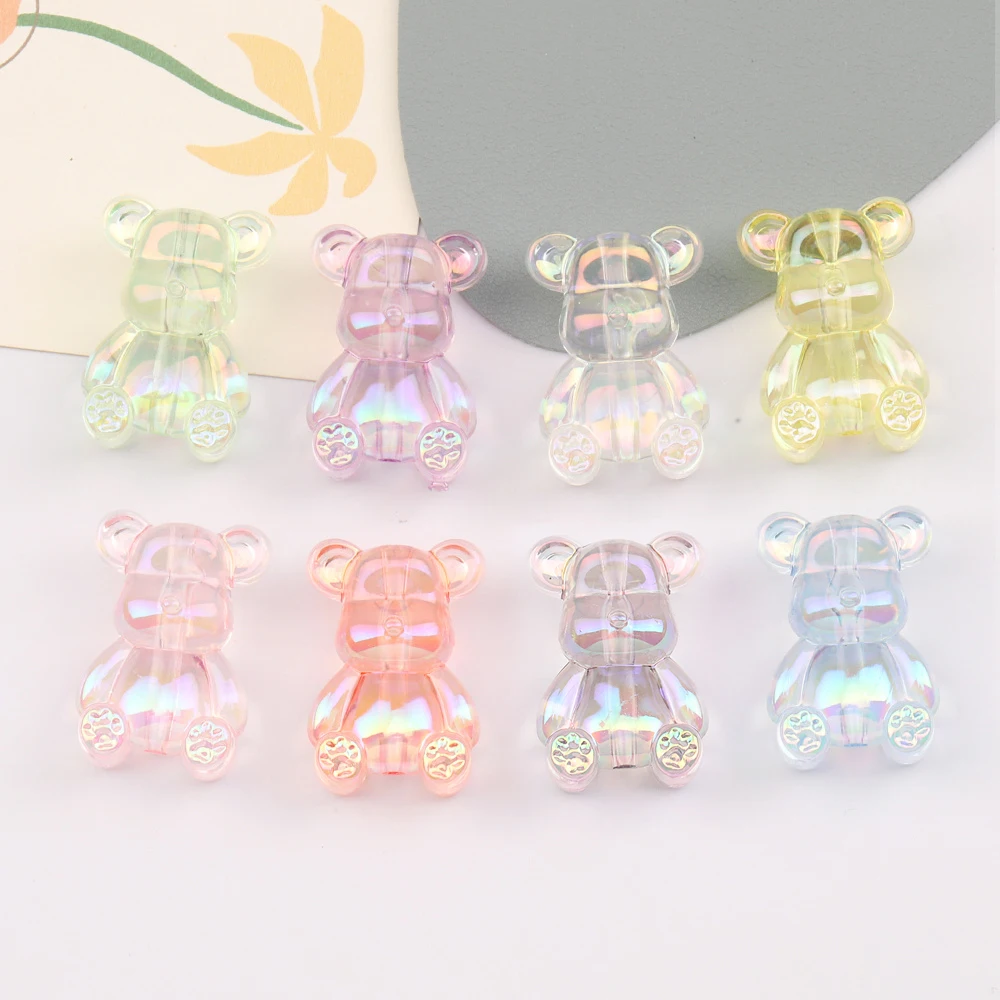 

Cordial Design 100Pcs 23*32MM DIY Bead/Jewelry Findings & Components/Hand Made/Acrylic Bead/Aurora Effect/Cartoon Bear Shape