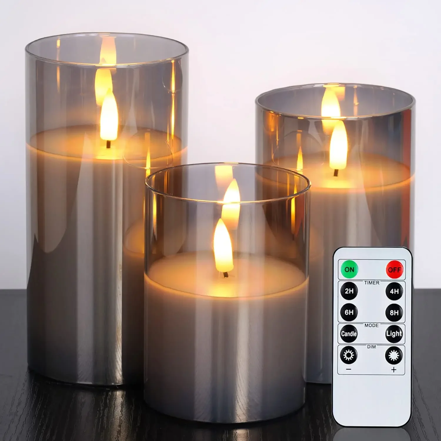 3pcs/set Flameless LED Candles with Remote Real Wax Candles Warm Color Wick Flickering Light Festival Wedding Party Home Decor