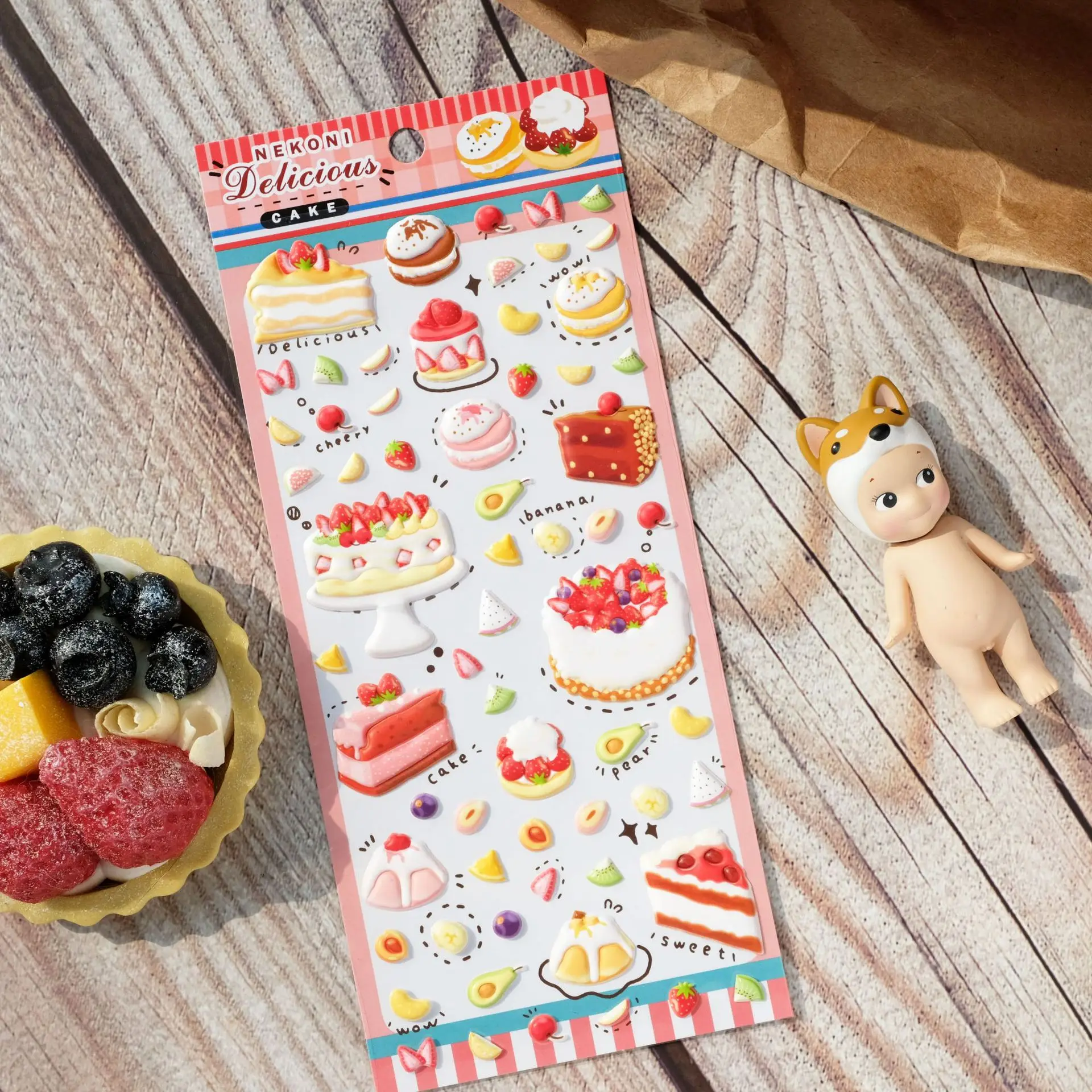 Śliczne 3D żywności naklejki śmieci Journal zapasy rzemieślnicze Scrapbooking materiał DIY Kawaii naklejki telefon Notebook dekoracje biurowe