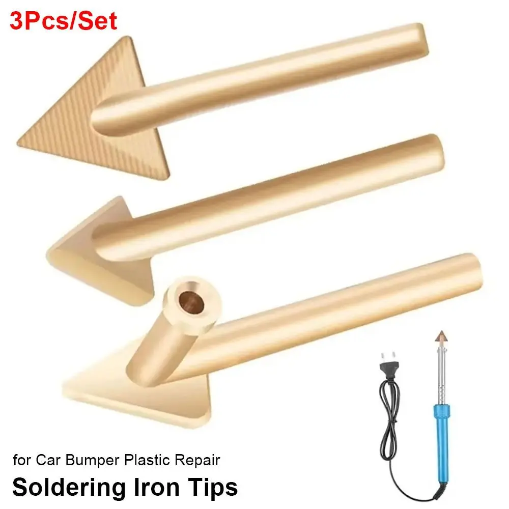 3Pcs/Set Brass Soldering Iron Tips 80W Triangular Smoothing Head Replacement Tips Plastic Repair Welding Tips