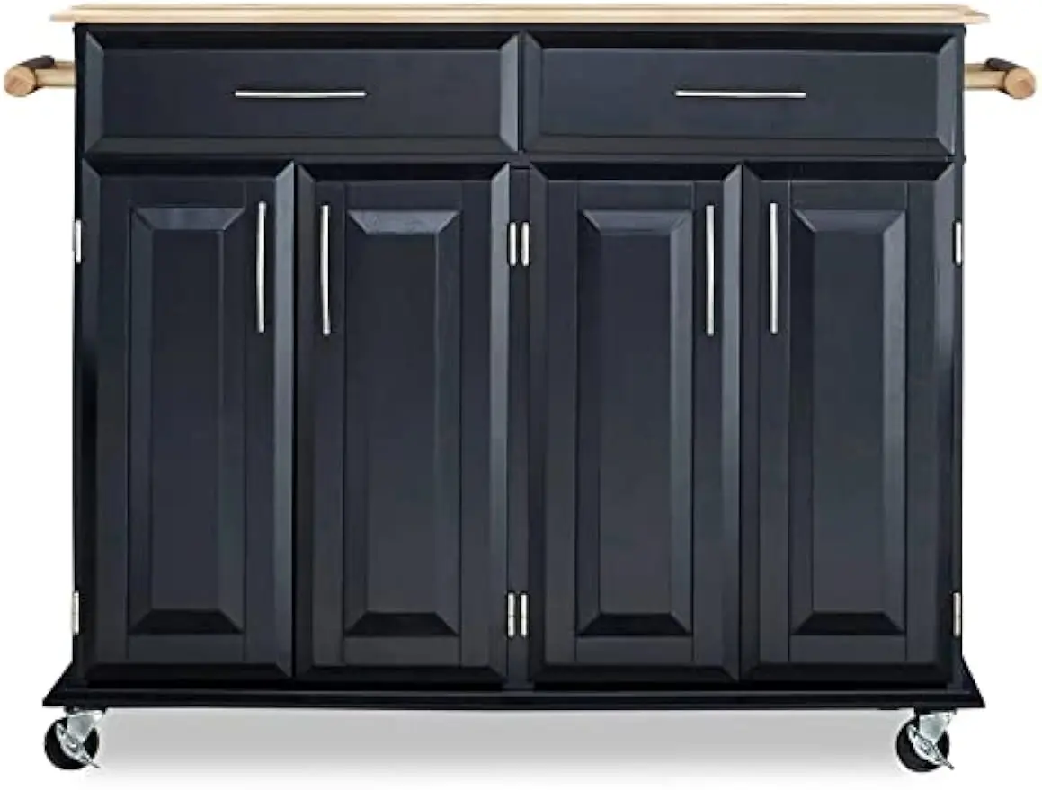

Kitchen Cart with Storage Dolly Madison, 48.25 Inches Wide, Black