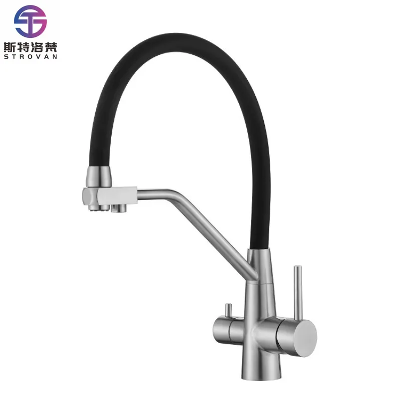 

Reverse Osmosis Faucets Stainless Steel Two Lever Flexible Kitchen Tap Faucet Water Purifier 3 Way