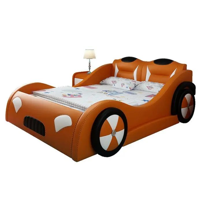 *High Quality Solid Wood Children Sports Car Bed with Guardrails and Storage Modern Cool Race Car Bed Frame for Boys